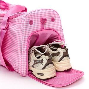 BUFFBUNNY Ultimate Pocket Duffel Bag pink gingham